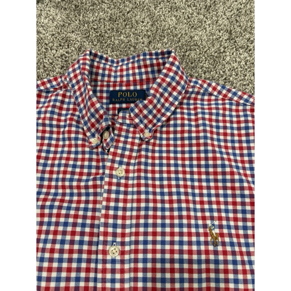 Polo Ralph Lauren Mens Small Plaid Short Sleeve Cotton Button Down Shirt